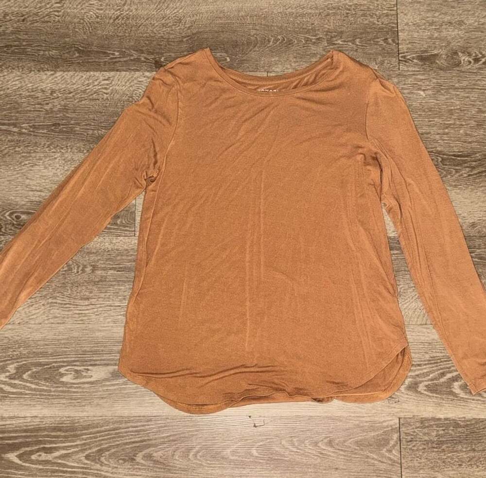 Tahari Long Sleeve Shirt Size M Brown